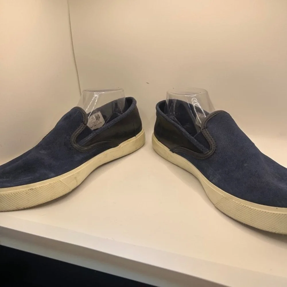 Sperry Top-Sider Mens Navy Blue Suede‎ Black Leather Slip On Sneakers STS18455
